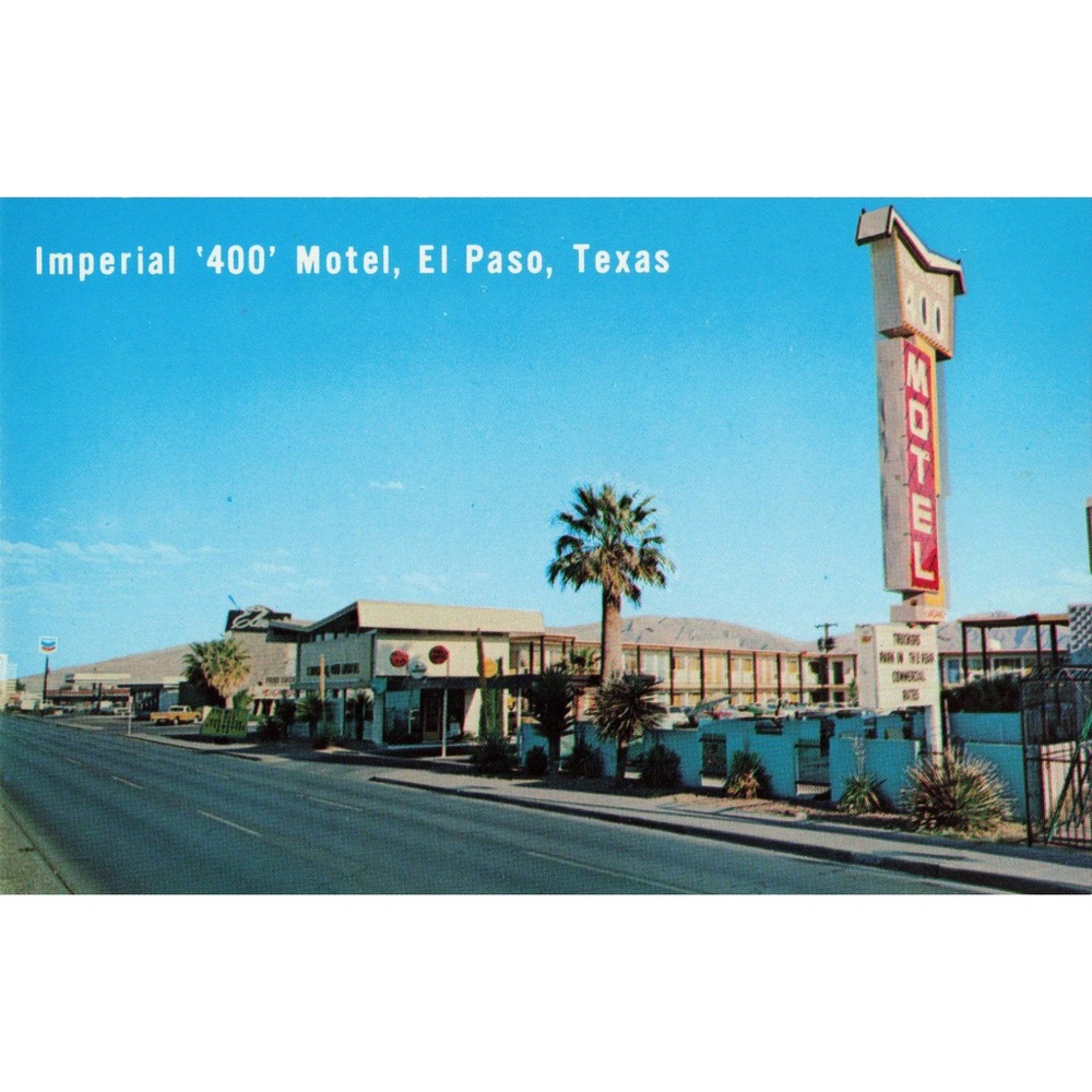 Imperial 400 Motel El Paso Texas TX Roadside Sign Mid Century Chrome Postcard